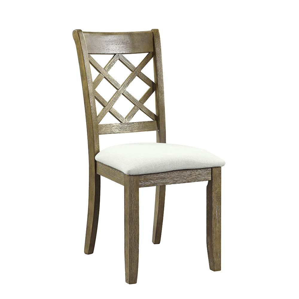 Acme - Karsen Side Chair (Set-2) DN01450 Beige Linen & Rustic Oak Finish