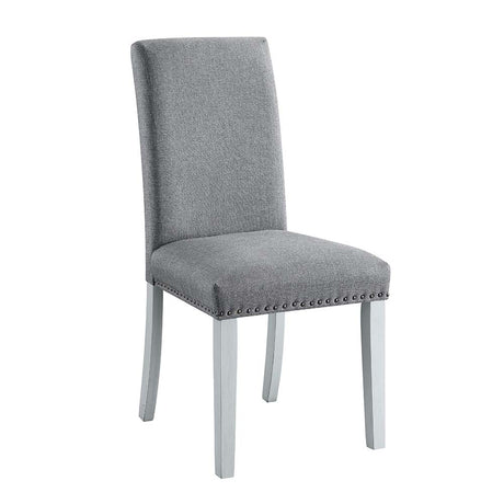 Acme - Lanton Side Chair (Set-2) DN01452 Gray Linen & Antique White Finish