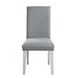 Acme - Lanton Side Chair (Set-2) DN01452 Gray Linen & Antique White Finish