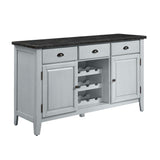 Acme - Lanton Server DN01453 Natural Marble & Antique White Finish