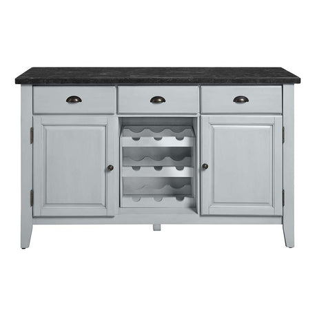 Acme - Lanton Server DN01453 Natural Marble & Antique White Finish