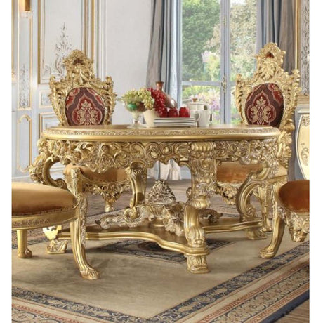 Acme - Bernadette Round Dining Table DN01469 Gold Finish