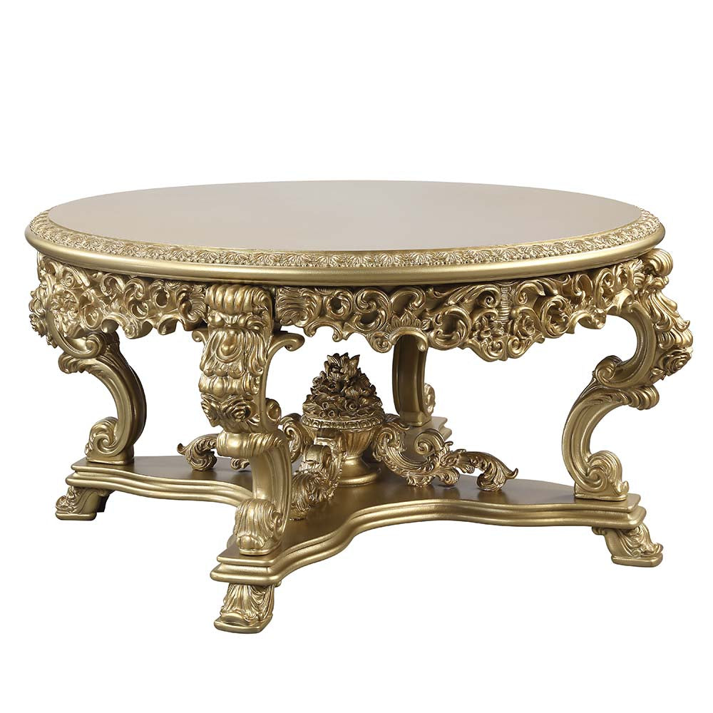 Acme - Bernadette Round Dining Table DN01469 Gold Finish