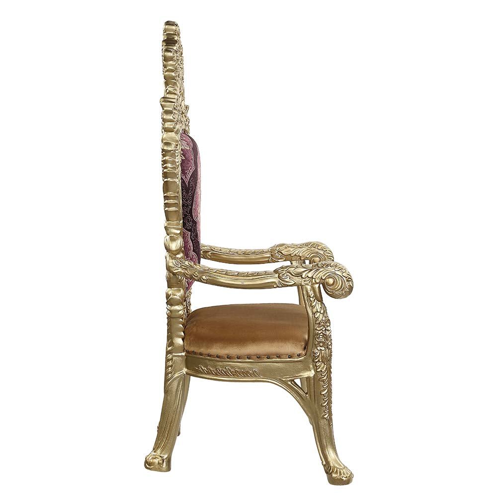 Bernadette Arm Chair (Set - 2) DN01472 Pattern Fabric & Gold Finish | Acme | Home Elegance USA