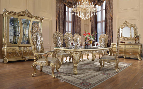 Acme - Cabriole Dining Table DN01482 Gold Finish