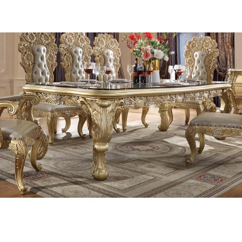 Acme - Cabriole Dining Table DN01482 Gold Finish