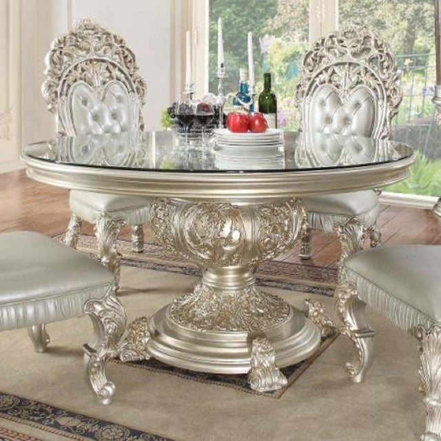 Acme - Sandoval Round Dining Table DN01493 Champagne Finish