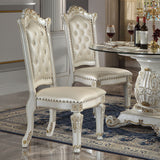 Acme - Vendome Side Chair (Set-2) DN01554 Synthetic Leather & Antique Pearl Finish