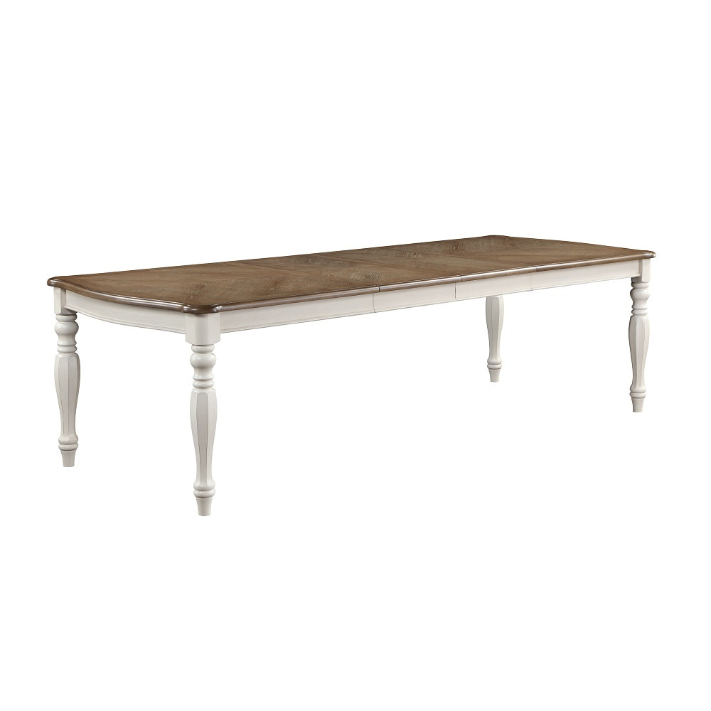 Acme - Florian Dining Table W/2 Leaves DN01653 Oak & Antique White Finish