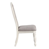 Acme - Florian Side Chair (Set-2) DN01654 Gray Fabric & Antique White Finish