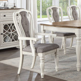 Acme - Florian Arm Chair (Set-2) DN01655 Gray Fabric & Antique White Finish