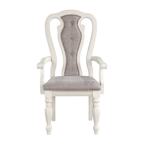 Acme - Florian Arm Chair (Set-2) DN01655 Gray Fabric & Antique White Finish