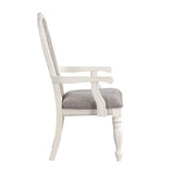 Acme - Florian Arm Chair (Set-2) DN01655 Gray Fabric & Antique White Finish