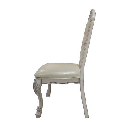 Acme - Dresden Side Chair (Set-2) DN01696 Synthetic Leather, Fabric & Bone White Finish