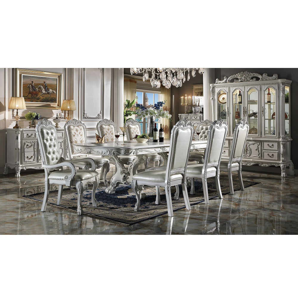 Acme - Dresden Side Chair (Set-2) DN01696 Synthetic Leather, Fabric & Bone White Finish