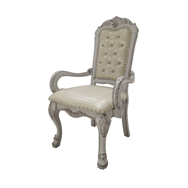 Acme - Dresden Arm Chair (Set-2) DN01697 Synthetic Leather & Bone White Finish