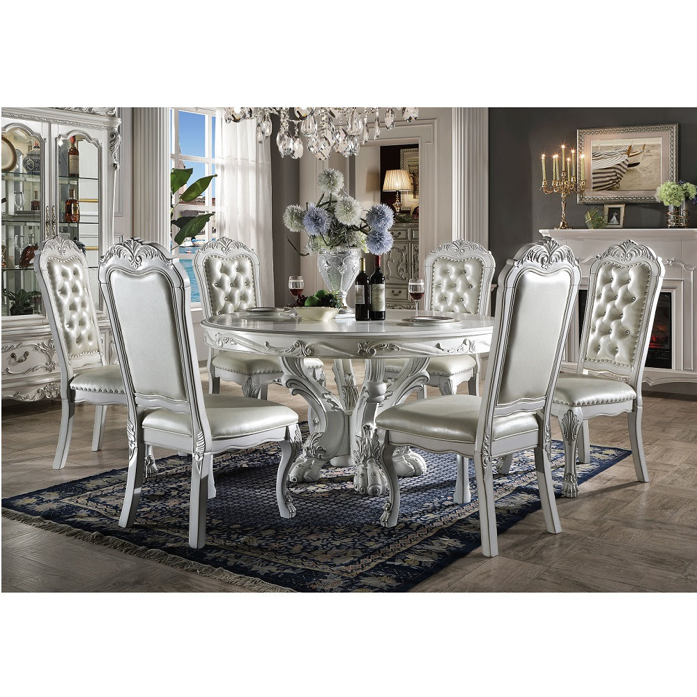 Acme - Dresden Round Dining Table DN01700 Bone White Finish