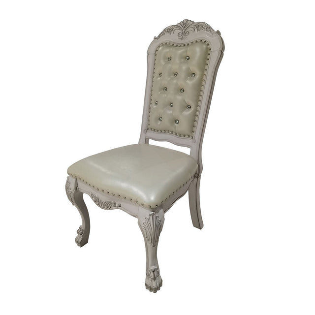 Acme - Dresden Side Chair (Set-2) DN01701 Synthetic Leather & Bone White Finish