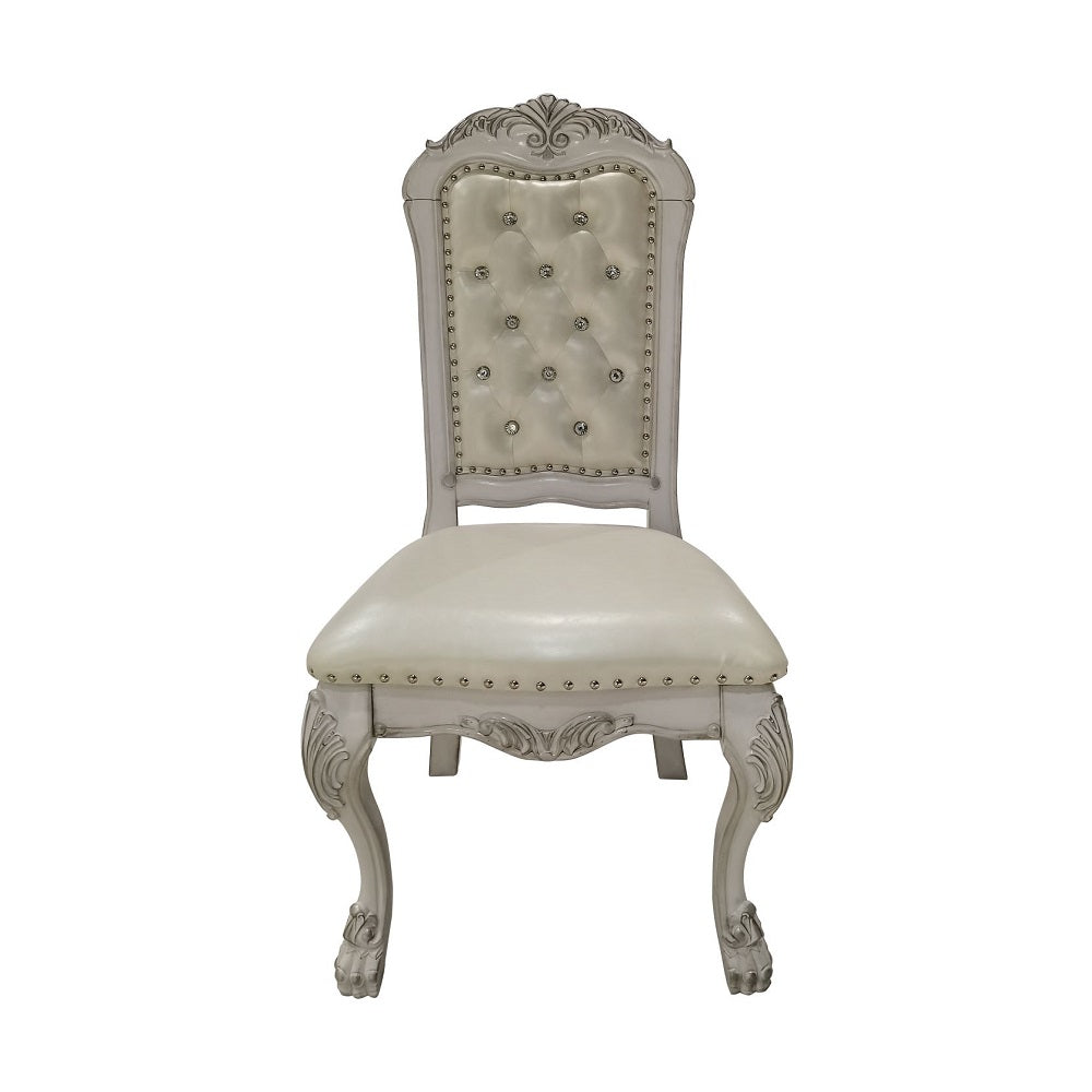 Acme - Dresden Side Chair (Set-2) DN01701 Synthetic Leather & Bone White Finish