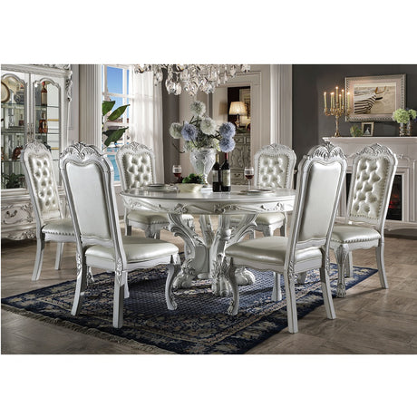 Acme - Dresden Side Chair (Set-2) DN01701 Synthetic Leather & Bone White Finish