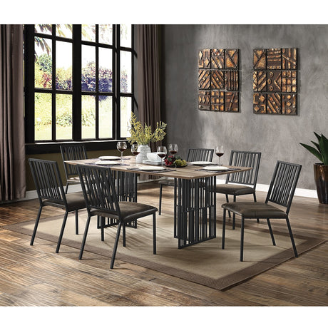 Acme - Zudora Dining Table DN01757 Antique Oak & Black Finish