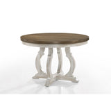 Acme - Cillin Round Dining Table DN01805 Walnut & Antique White Finish