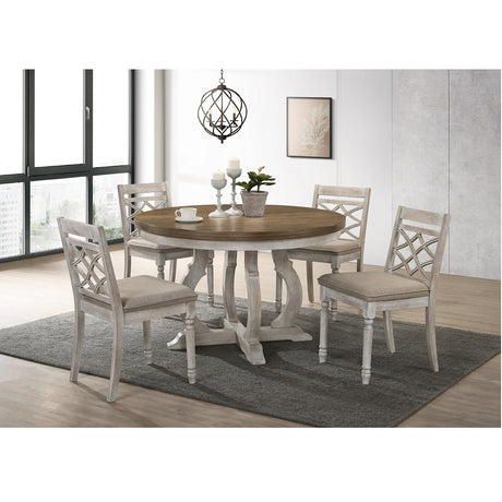 Acme - Cillin Round Dining Table DN01805 Walnut & Antique White Finish