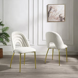 Acme - Fadri Side Chair (Set-2) DN01953 Teddy Sherpa & Mirrored Gold Finish