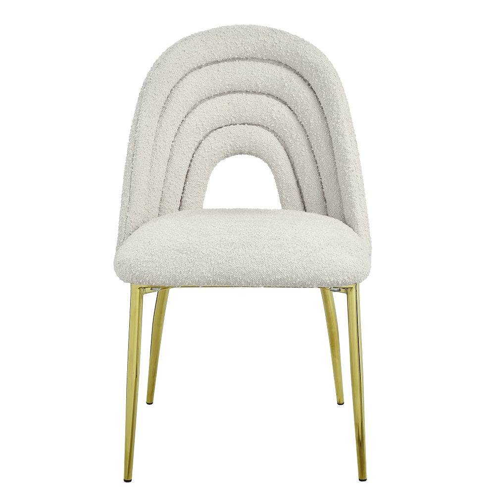 Acme - Fadri Side Chair (Set-2) DN01953 Teddy Sherpa & Mirrored Gold Finish