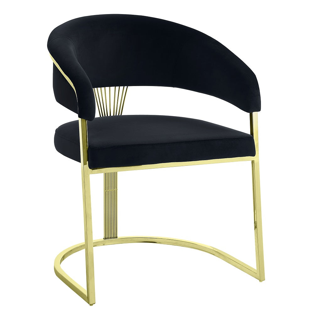 Acme - Fallon Side Chair DN01954 Black Velvet & Mirrored Gold Finish