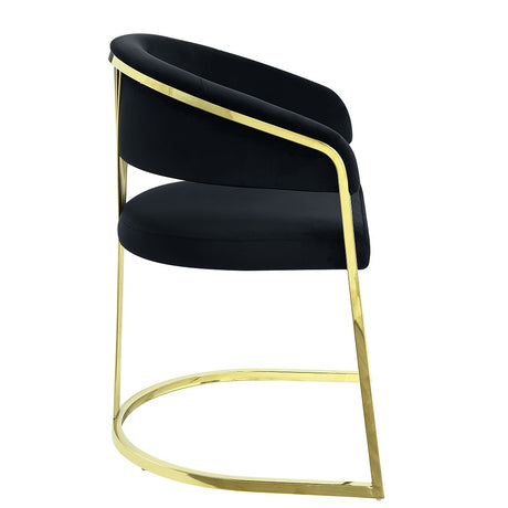 Acme - Fallon Side Chair DN01954 Black Velvet & Mirrored Gold Finish