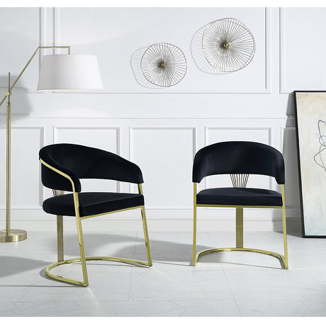 Acme - Fallon Side Chair DN01954 Black Velvet & Mirrored Gold Finish