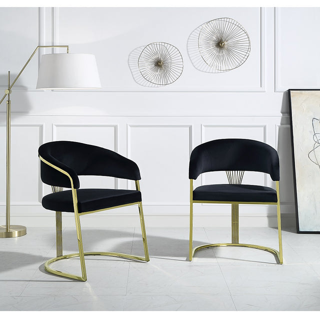 Acme - Fallon Side Chair DN01954 Black Velvet & Mirrored Gold Finish