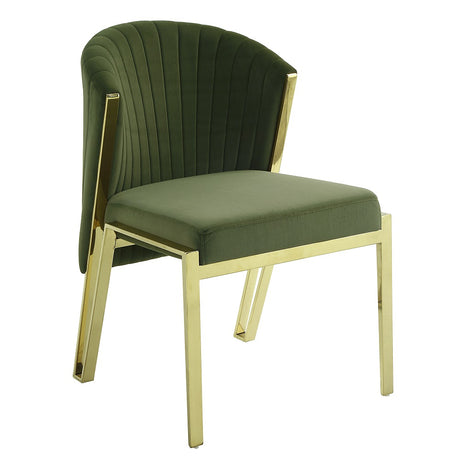 Acme - Fallon Side Chair (Set-2) DN01956 Green Velvet & Mirrored Gold Finish