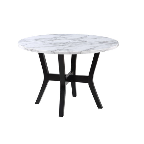 Acme - Kusa 5PC Pack Dining Set W/Engineering Stone Top DN02014 Engineering Stone Top & Black Finish