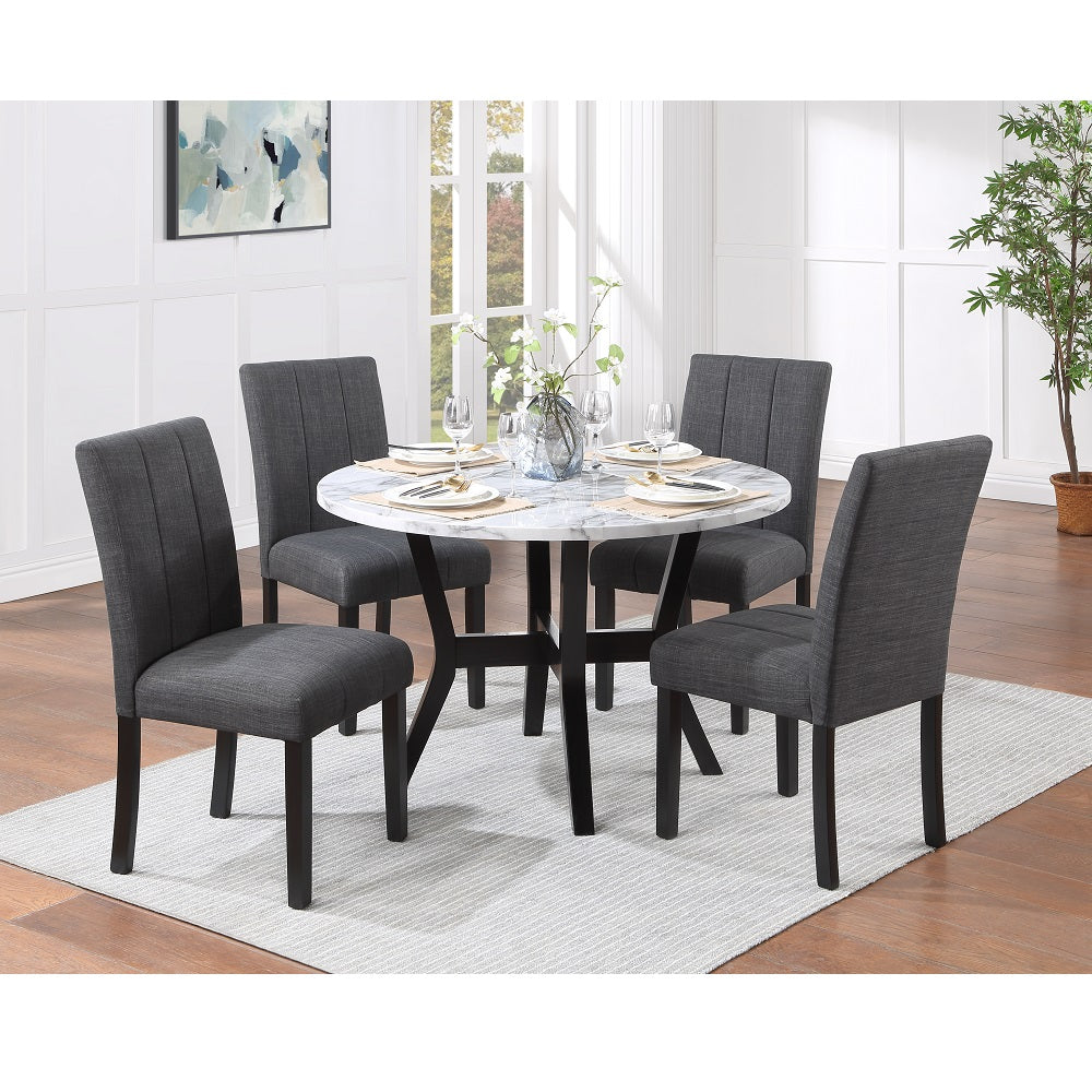 Acme - Kusa 5PC Pack Dining Set W/Engineering Stone Top DN02014 Engineering Stone Top & Black Finish