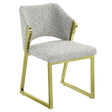 Acme - Galdesa Side Chair DN02107 Teddy Sherpa & Mirrored Gold Finish