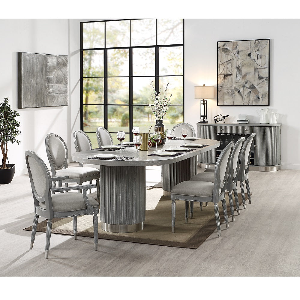 Acme - Adalynn Dining Table W/2 Leaves DN02124 Weathered Gray Oak Finish