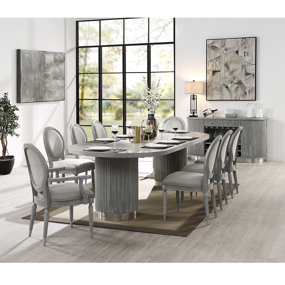 Adalynn Side Chair (Set - 2) DN02125 Gray Fabric & Weathered Gray Oak Finish | Acme | Home Elegance USA