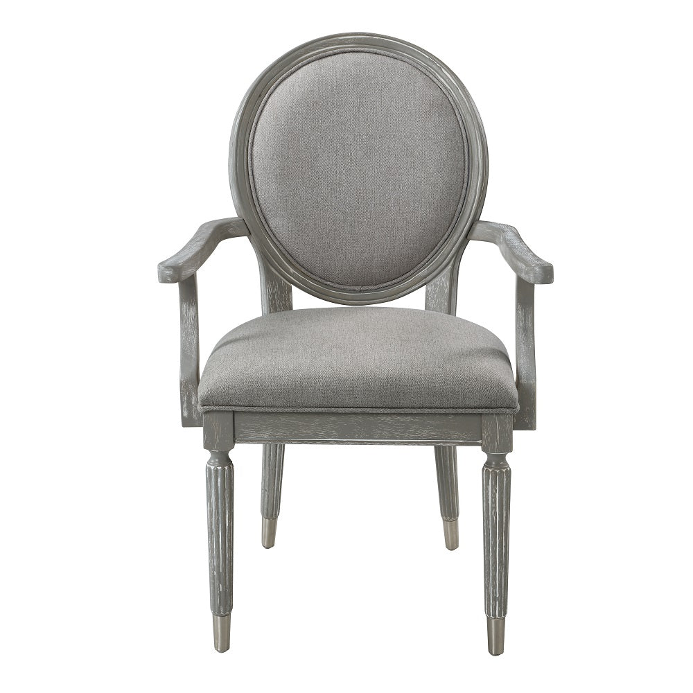 Adalynn Arm Chair (Set - 2) DN02126 Gray Fabric & Weathered Gray Oak Finish | Acme | Home Elegance USA