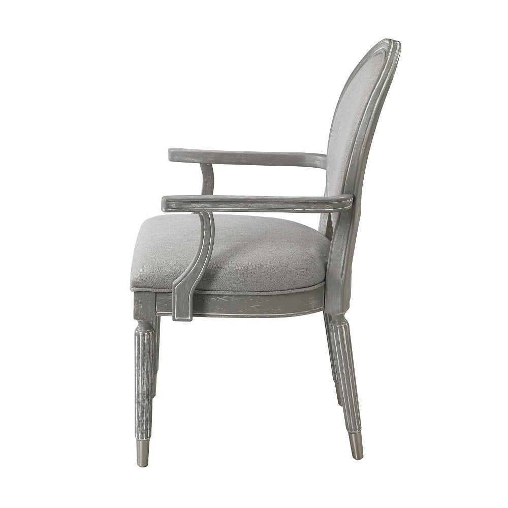 Adalynn Arm Chair (Set - 2) DN02126 Gray Fabric & Weathered Gray Oak Finish | Acme - DN02126 - Home Elegance USA - 3