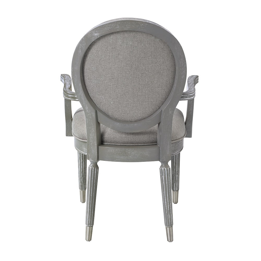 Acme - Adalynn Arm Chair (Set-2) DN02126 Gray Fabric & Weathered Gray Oak Finish