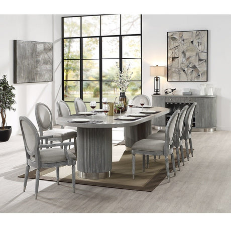 Adalynn Arm Chair (Set - 2) DN02126 Gray Fabric & Weathered Gray Oak Finish | Acme - DN02126 - Home Elegance USA - 6