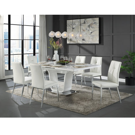 Acme - Kamaile Dining Table W/Leaf DN02133 White High Gloss Finish