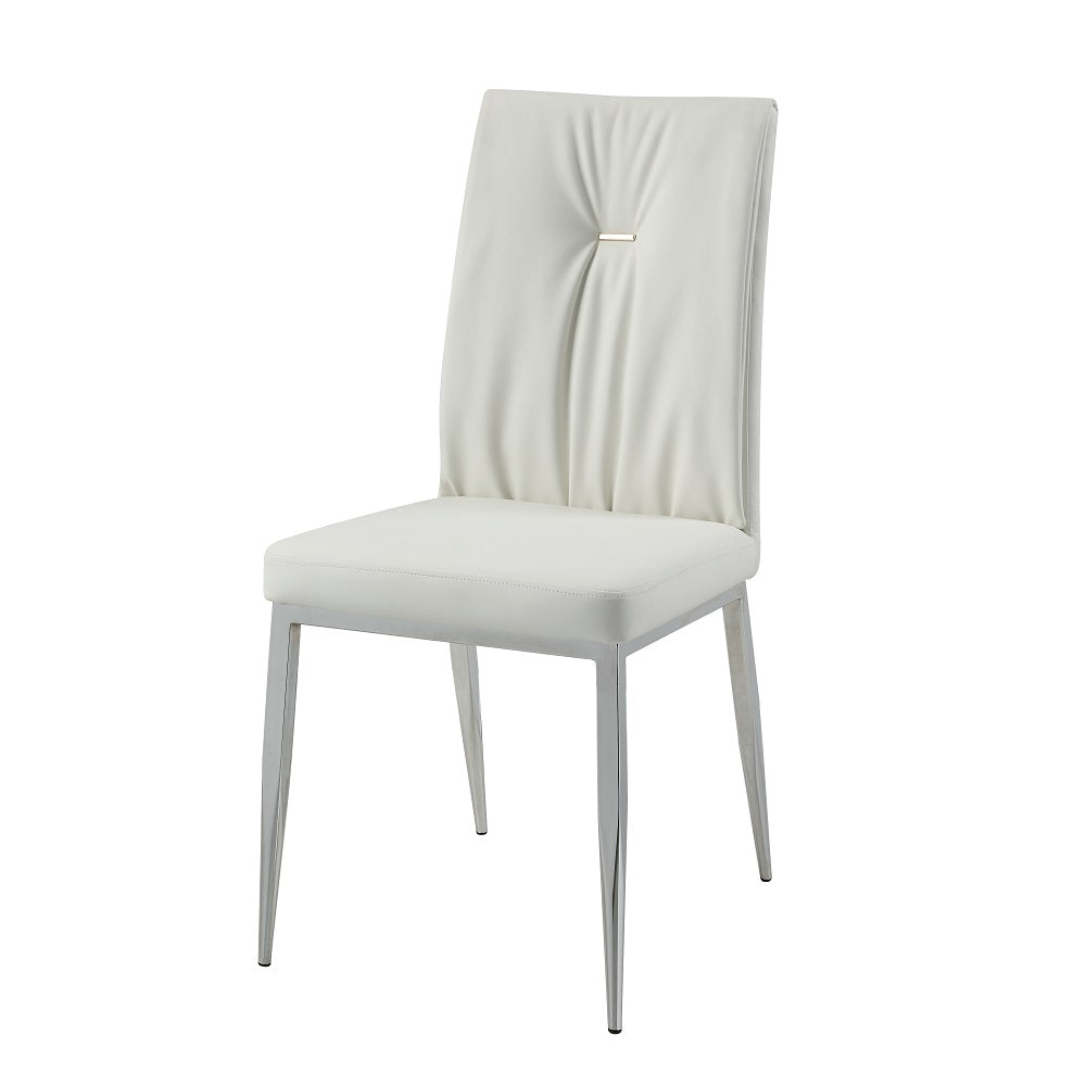 Acme - Kamaile Side Chair (Set-2) DN02134 Beige Synthetic Leather & Chrome Finish