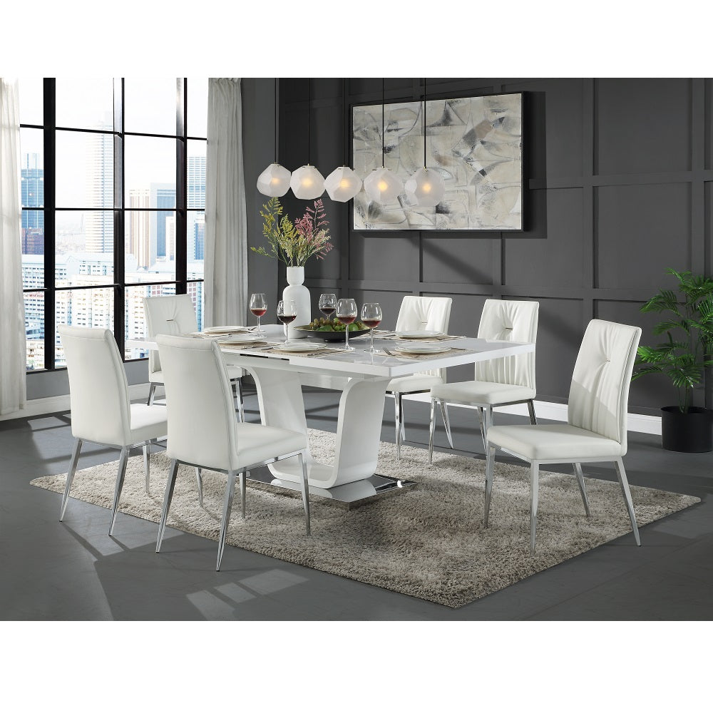 Acme - Kamaile Side Chair (Set-2) DN02134 Beige Synthetic Leather & Chrome Finish