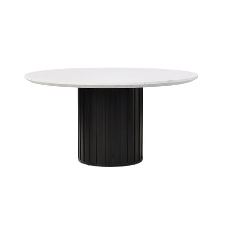 Acme - Jaramillo Round Dining Table W/Engineering Marble Top DN02141 Engineering Marble Top & Black Finish