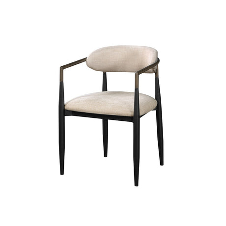 Acme - Jaramillo Side Chair (Set-2) DN02142 Beige Fabric & Black Finish