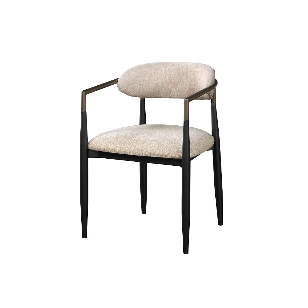 Acme - Jaramillo Side Chair (Set-2) DN02142 Beige Fabric & Black Finish