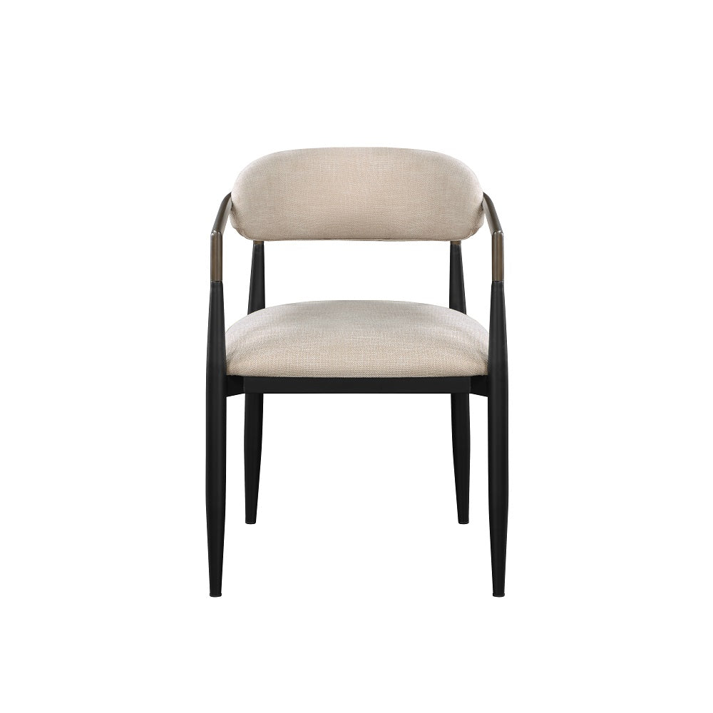 Acme - Jaramillo Side Chair (Set-2) DN02142 Beige Fabric & Black Finish